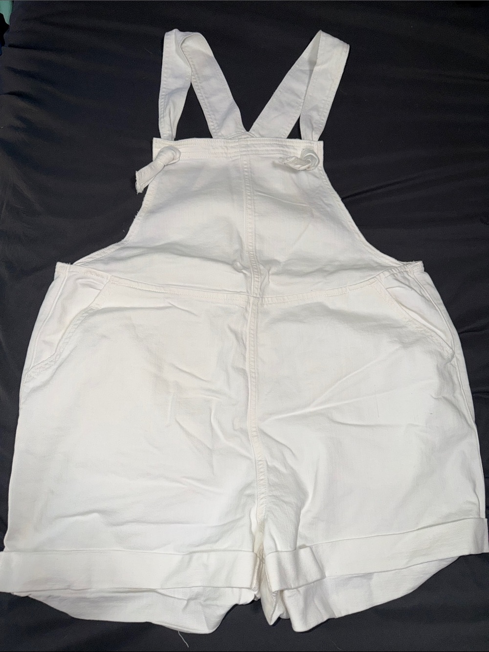 Aerie White Denim Short Overalls NWT Size Large
